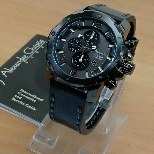 Jam Tangan Alexandre Christie Full Black AC-6410 Original