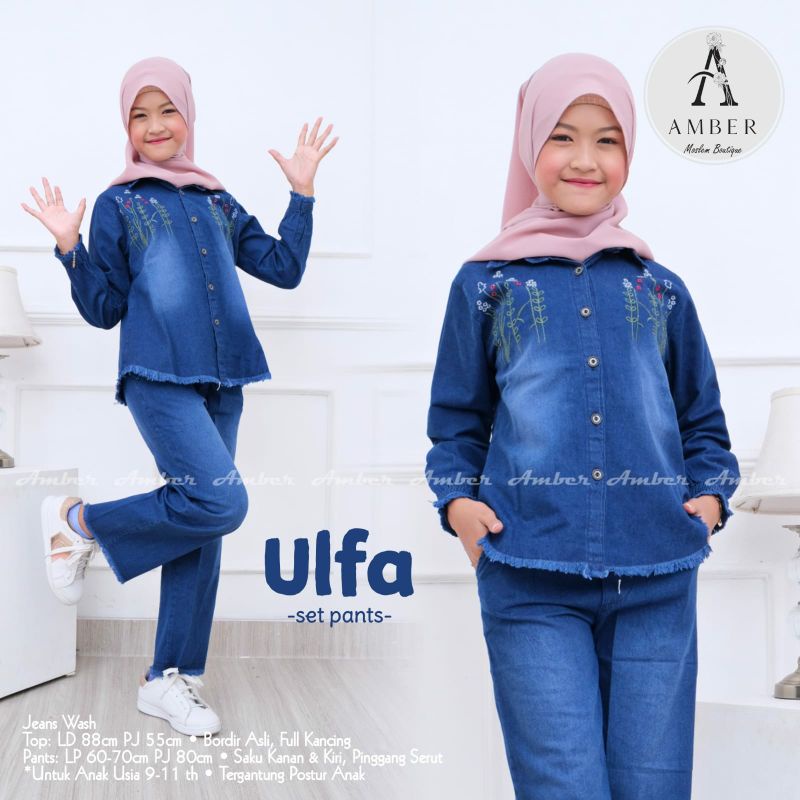 Setelan Celana Jeans Anak Perempuan Umur 9-11 Tahun Ulfa Benita Set Pant