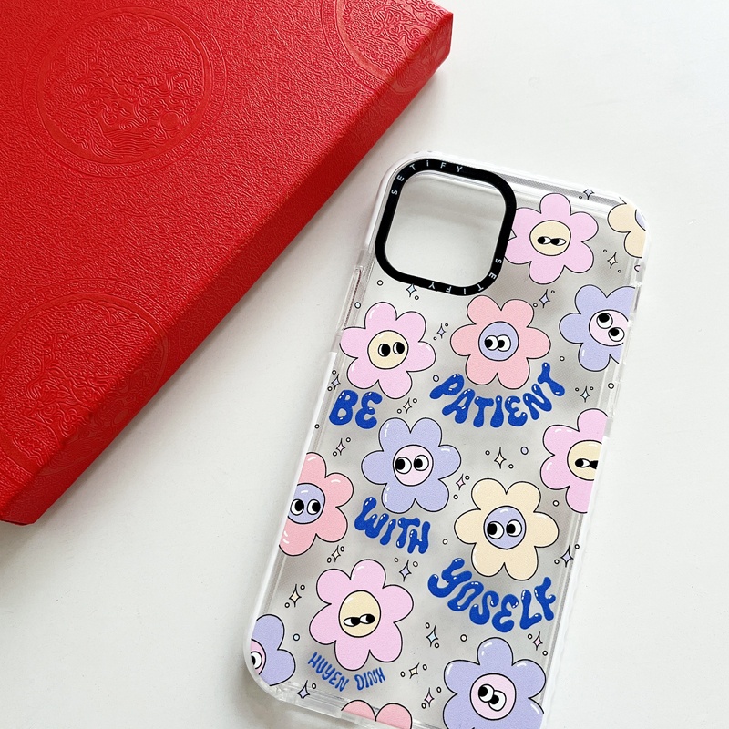 Casing Soft Case Motif Kartun Bunga Untuk iPhone 11 / 12 / 13 Pro Max / 7 / 8 Plus / X / XR / Xs Max