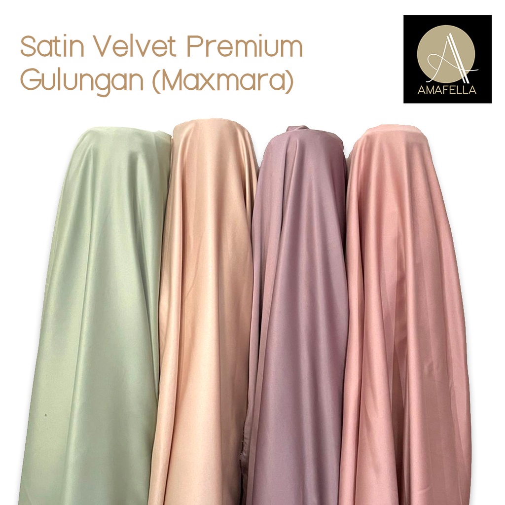 1 ROL Kain Satin Velvet Super Premium / Maxmara Bahan Dress Bridesmaid Hijab Seragaman Keluarga (±50 meter)