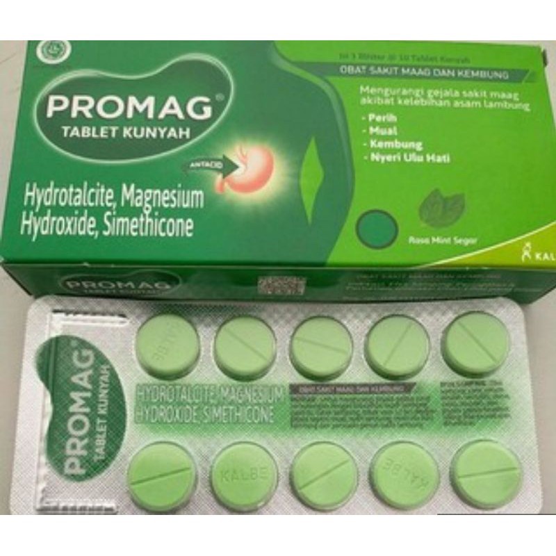 PROMAG 10 Tablet Kunyah Strip - Obat Lambung Nyeri Maag Asam Lambung Kembung
