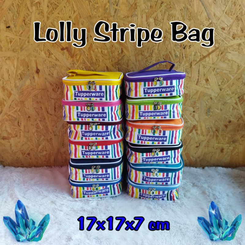 Tas Lolly tupp motif stripe Tupperware/tas bekal tupperware