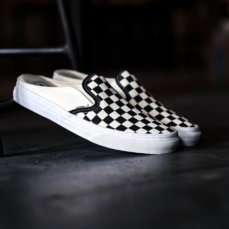 Vans Slip-On Checkerboard Mule Black White