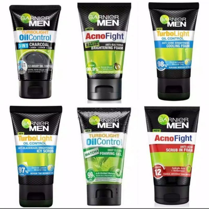 GARNIER MEN ACNO FIGHT, WASABI, TURBO LIGHT, POWER WHITE 100ML