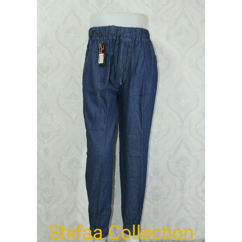 Celana Joger Jeans Panjang Wanita Bahan Soft Jeans , Ukuran Standar (BB 40-60 kg) dan Jumbo (BB 60-80 kg)