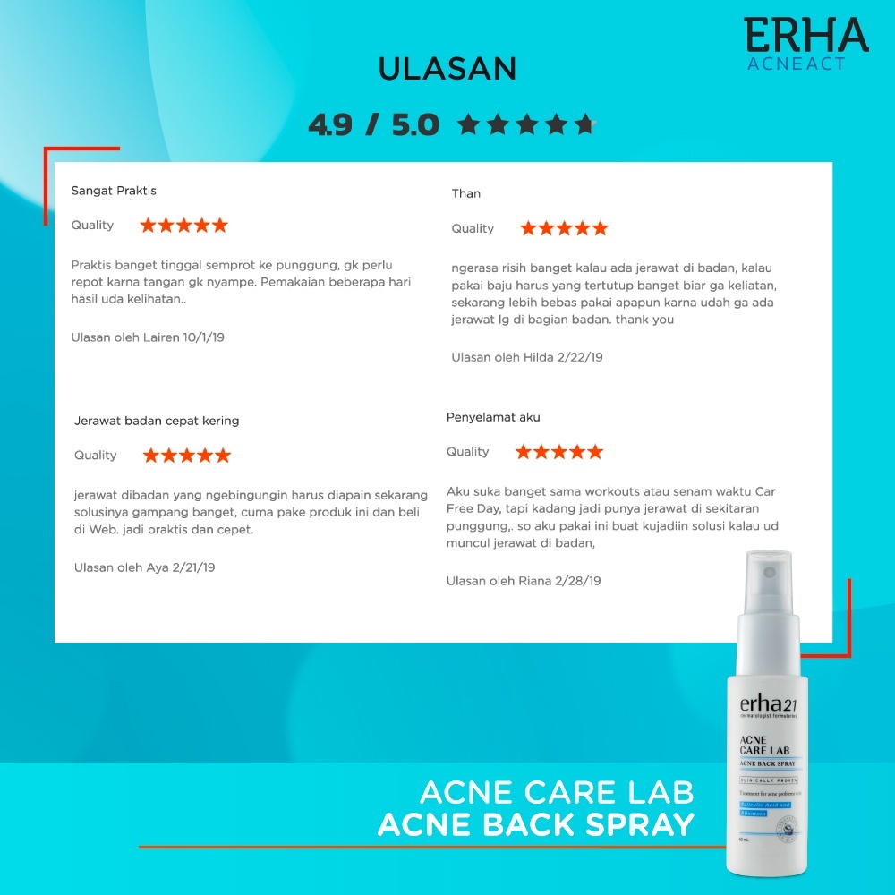 ERHA Acne Back Spray BHA &amp; Allantoin 100 ml - Obat Jerawat Punggung