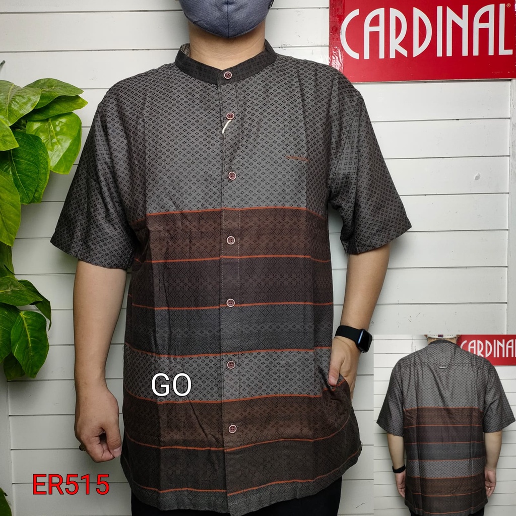 gof XL CARDINAL KEMEJA KOKO Taqwa Pakaian Pria Original Baju Muslim Salur Lengan Pendek Kekinian TBS