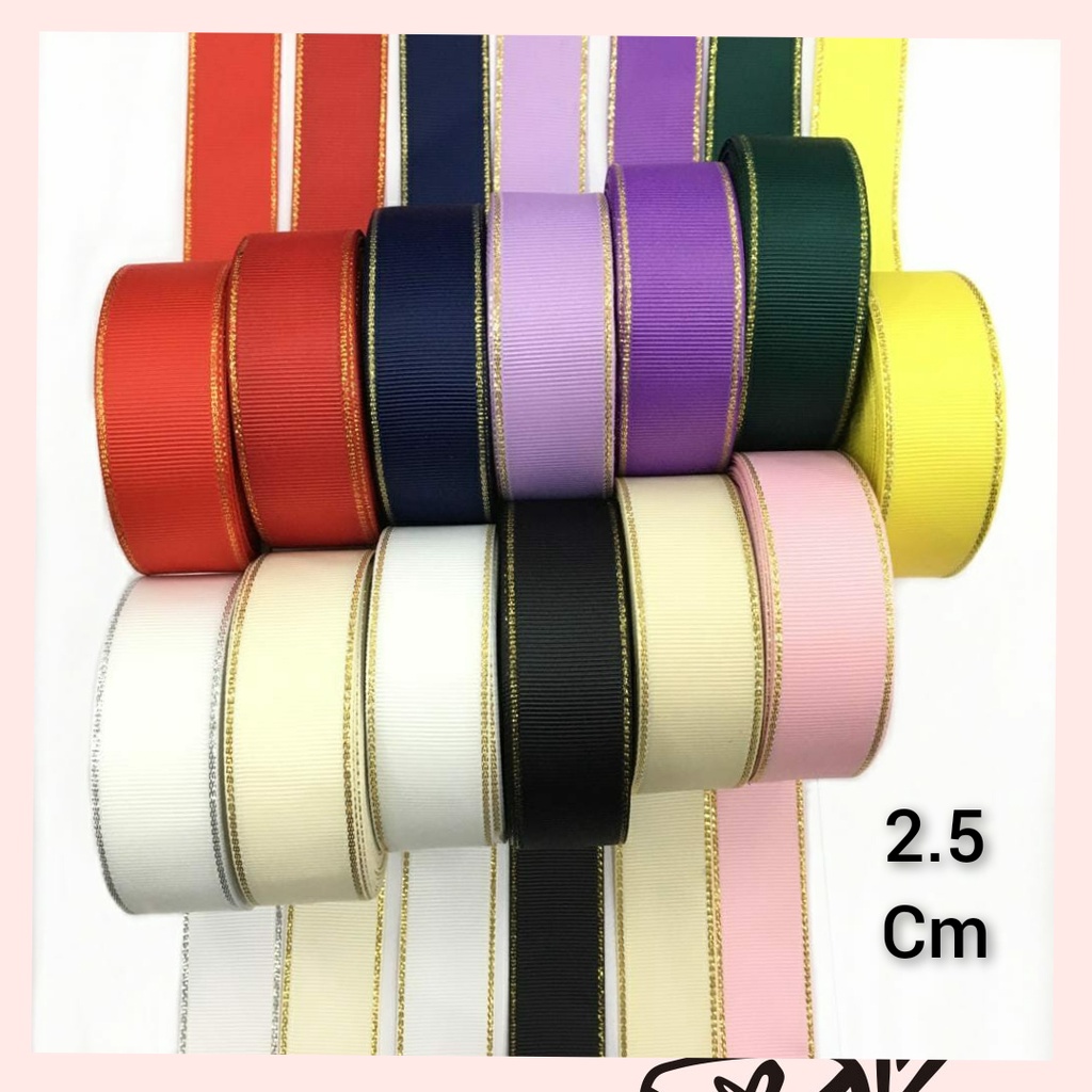 1 YARD (91 CM) -2.5 CM PITA GROSGRAIN LIST GOLD | EMAS | PITA KADO HAMPERS