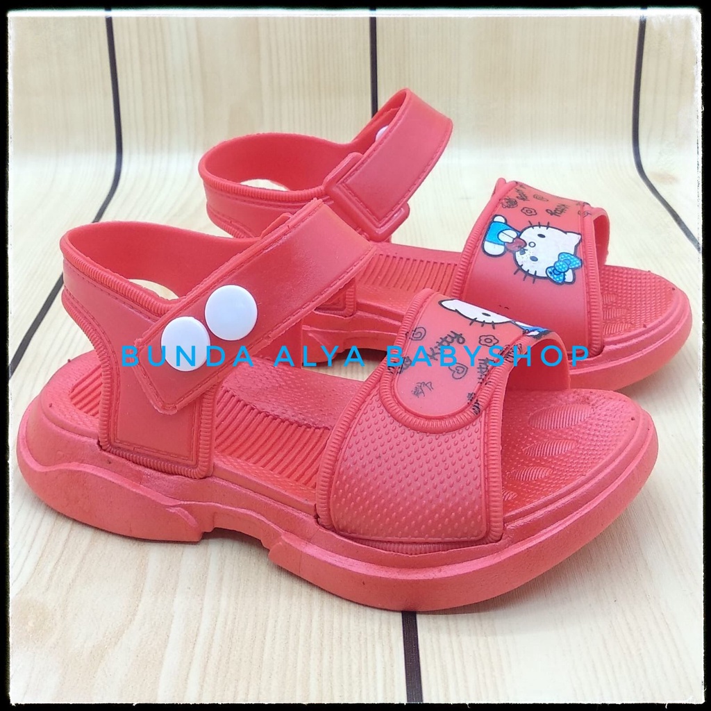 Sendal Anak Perempuan Usia 6 Bulan 1 2 3 4 Tahun Karet Elastis Empuk - Sepatu Sandal Anak Cewek Tali Karet Anti Licin MERAH Size 18 - 29