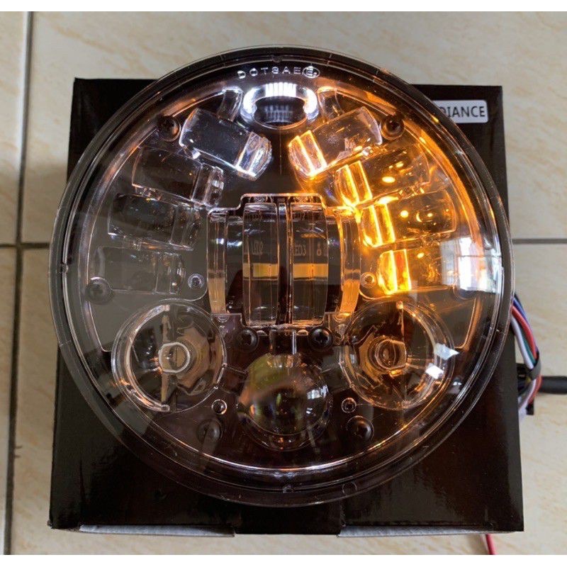 lampu daymaker 7 inch &amp; 5 75 inc TM 19 led headlamp depan dymaker ori dot sae 16 demeker original ori dus hitam vixion old biru cb gl 100 max pro tiger revo pece ninja ss rx king megapro inchi TERMURAH