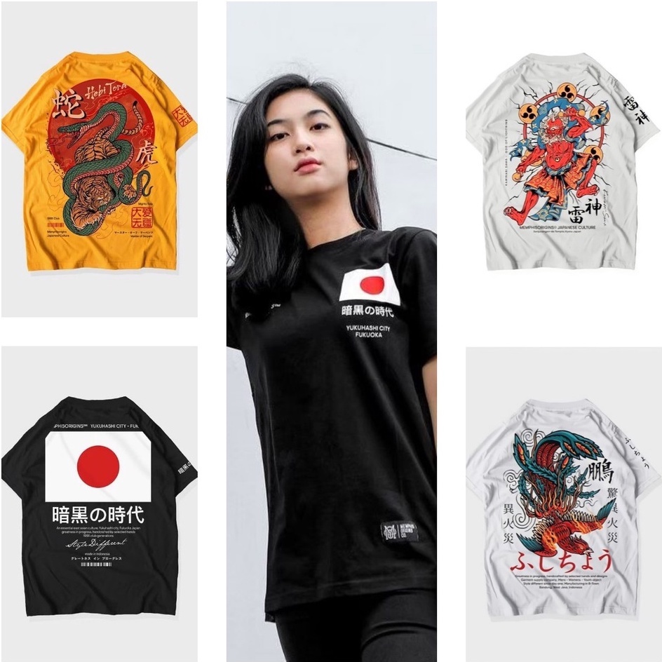 Kaos Distro Memphis Pria Origins Anime samurai Japan New apparel