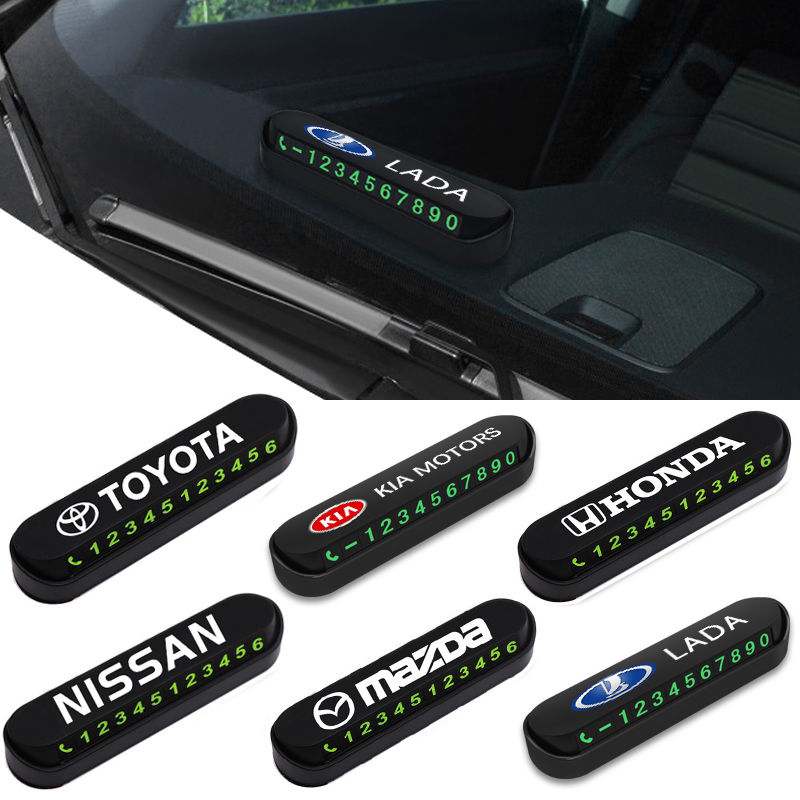 Logo Mobil Kartu Nomor Parkir Sementara dengan Luminous Untuk Aksesoris Toyota Honda Nissan Chevrolet