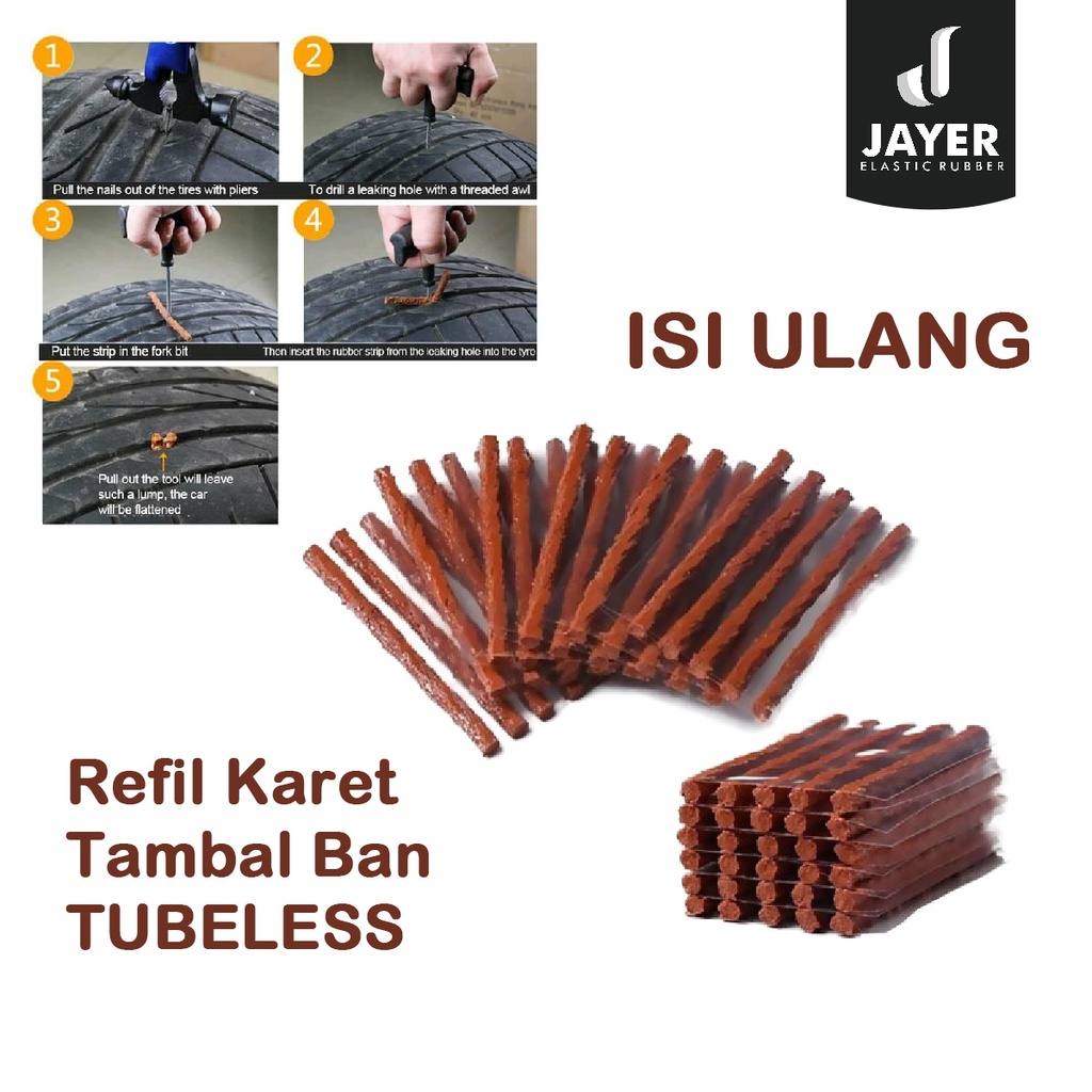 Karet Refil Tambal ban TUBLESS / Karet Isi ulang Tambal Ban Tubeless  Motor Mobil