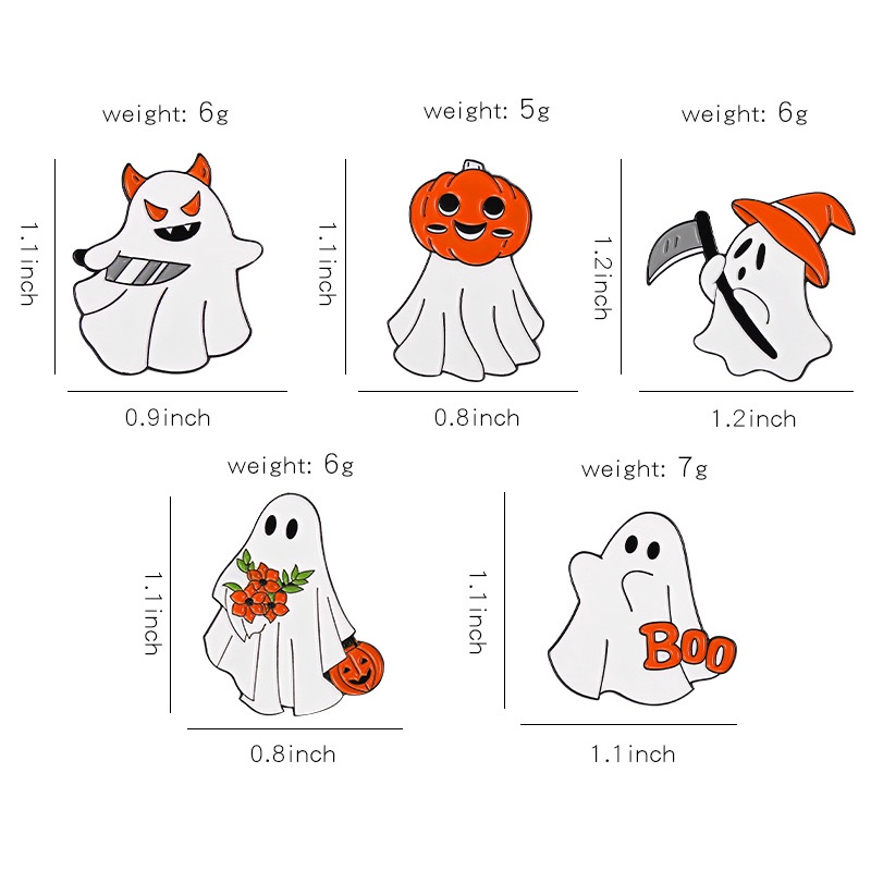 Bros Pin Enamel Desain Kartun Hantu Labu Halloween Untuk Hadiah