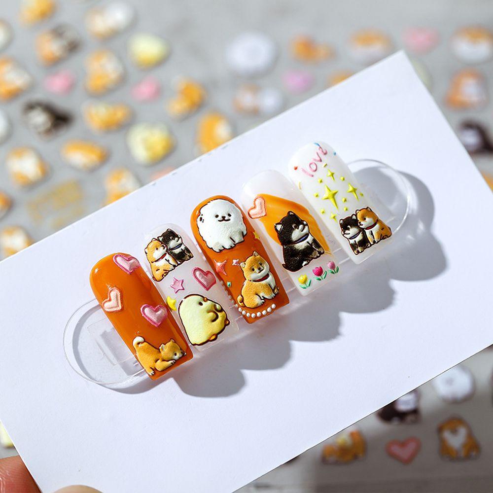 Mxbeauty Kartun Stiker Kuku Lucu 3D Relief Hewan Kelinci Perekat Diri DIY Nail Art Dekorasi