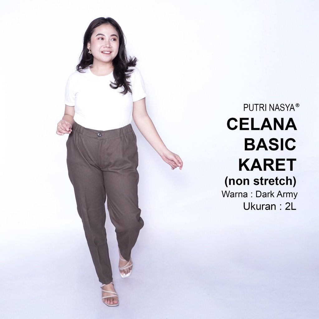 Celana Kerja Kantor Big Basic Karet (NON STRETCH) Wanita/ Celana Wanita Jumbo Keren / Big size 8L,6L,5L,4L,2L,XL, all size / Celana Kerja Seragam Wanita Bigsize / Celana Bahan Wanita Formal Super Jumbo Kekinian / Celana Kantor Katun Terbaru Big Wanita