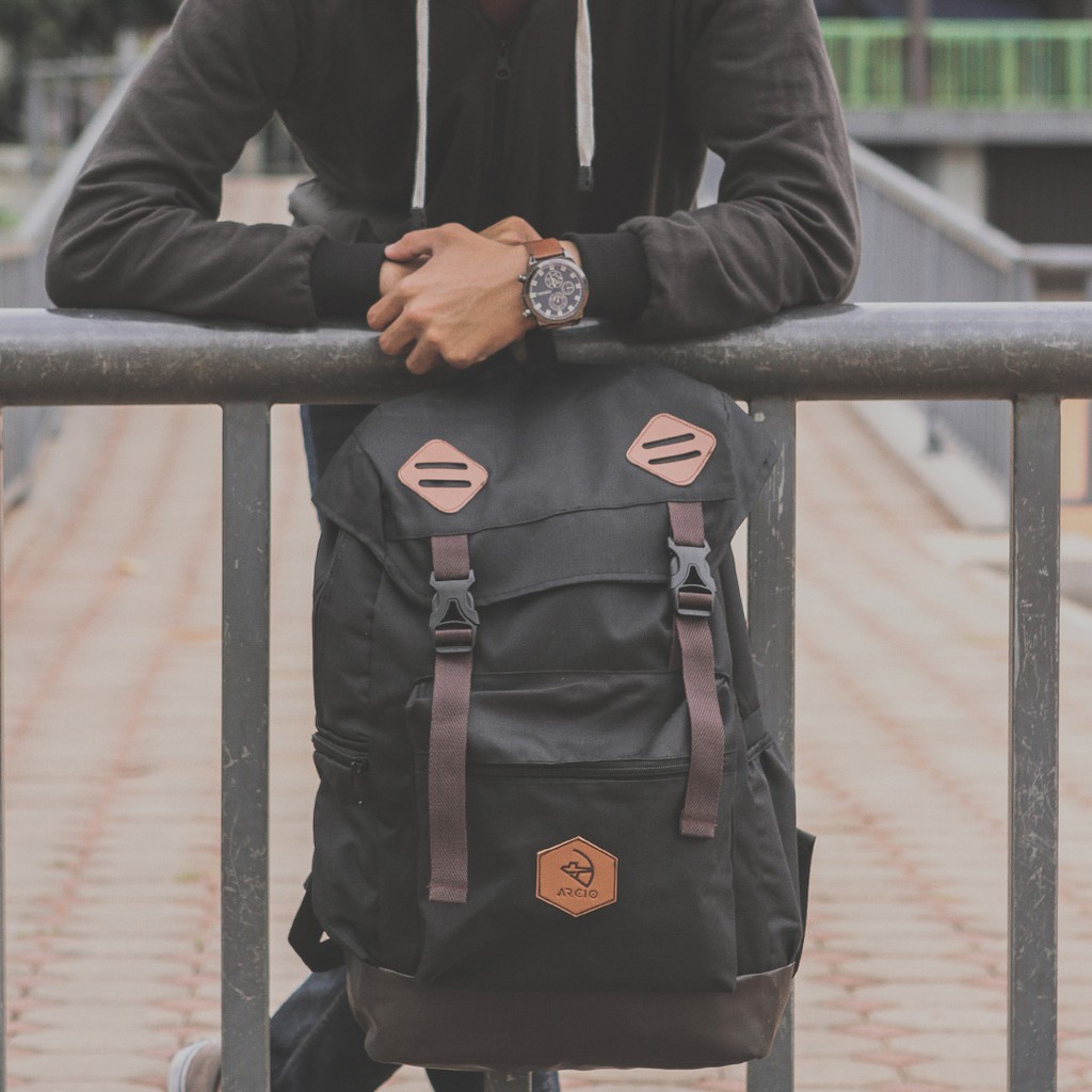 Denver Black | Tas Ransel Punggung Hitam Pria Wanita Cowok Backpack Original Ori | FORIND x Arcio