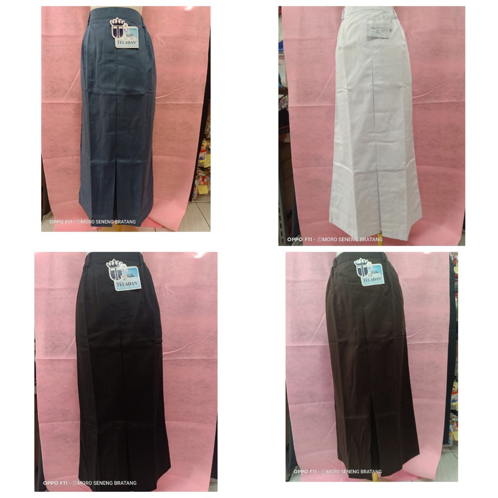 Bawahan seragam TELADAN ROK SEPAN panjang ploi 1 wanita Putih BIRU coklat Abu Hitam SMA