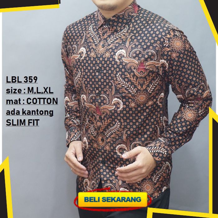 KEMEJA BATIK PRIA SLIM FIT LENGAN PANJANG BAJU BATIK PRIA SLIMFIT MODERN KEREN LBL359