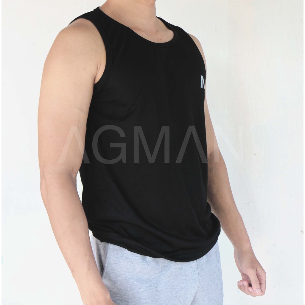 AGMAN Singlet Gym Kaos Fitness Pria Olahraga Ringan Cepat Kering Polos Slimfit Keren