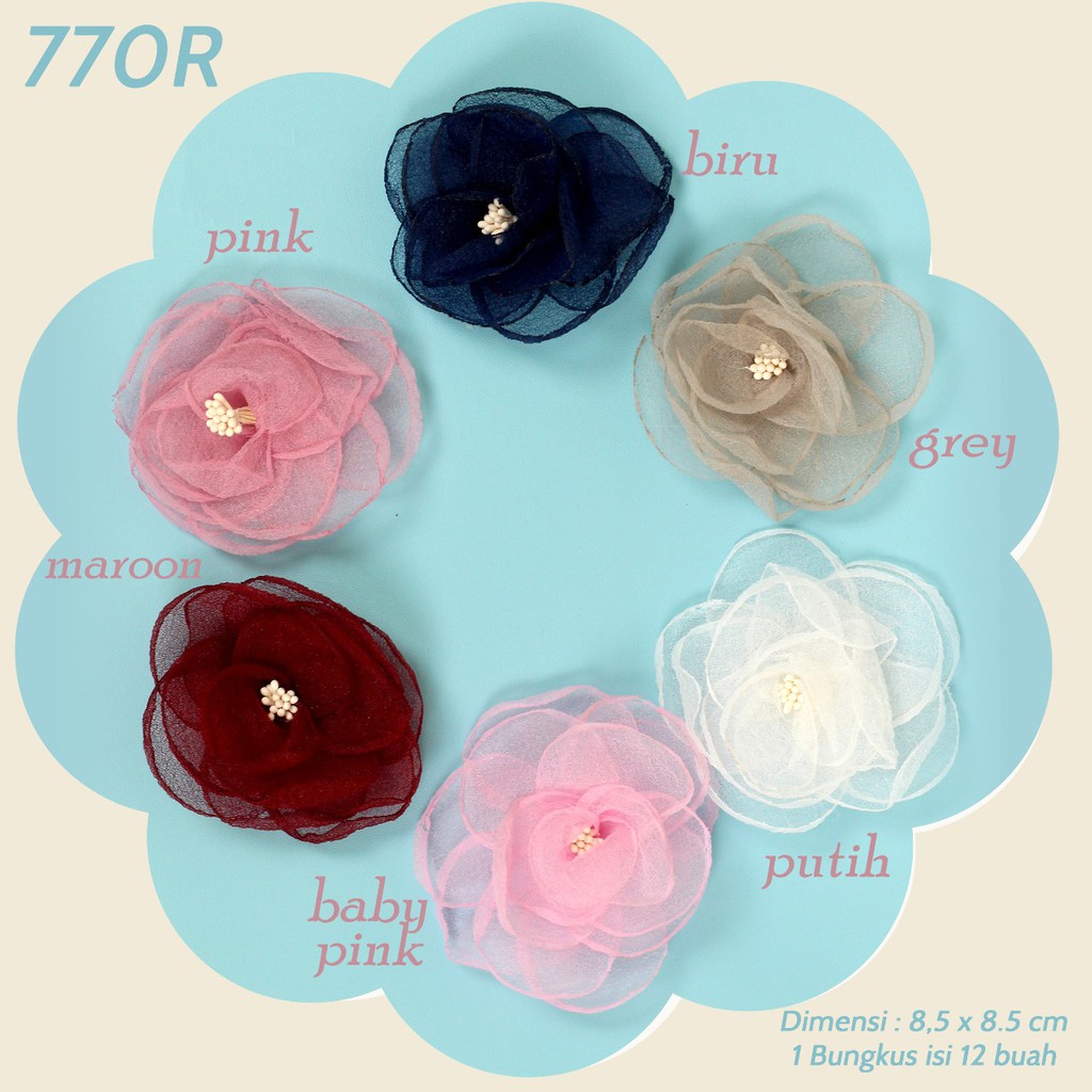 Aplikasi Bunga Flowers 770R (Per-6Pcs)