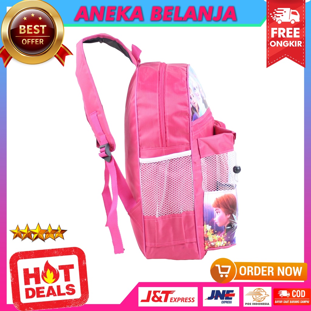 TAS RANSEL ANAK PEREMPUAN MOTIF FROZEN PINK TAS KARAKTER ANAK SEKOLAH TK SD MURAH MULTIFUNGSI