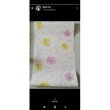 BAYAR DI TEMPAT (COD) Wallpaper dinding motif bunga CM x 10 M