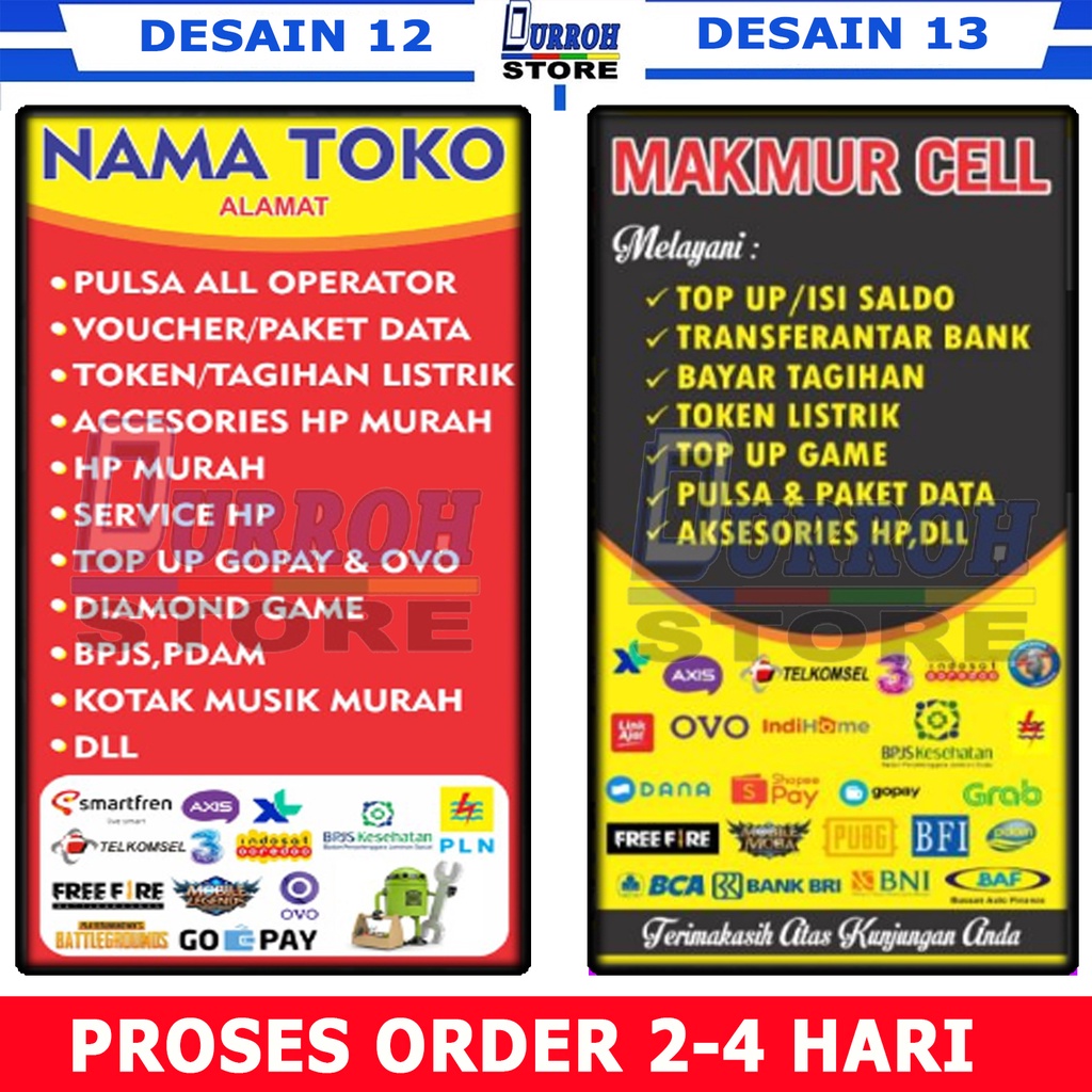 Spanduk / BANNER PPOB Versi Vertikal Berbagai Ukuran / Spanduk Konter Cell