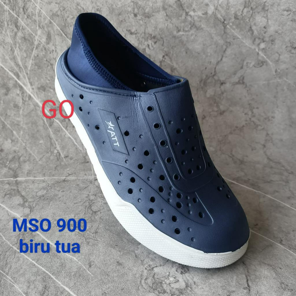 gof ATT MSO 900 Sepatu Pria Karet Anti air Murah Kombinasi Kain Lipat Slip On Ringan Anti Slip