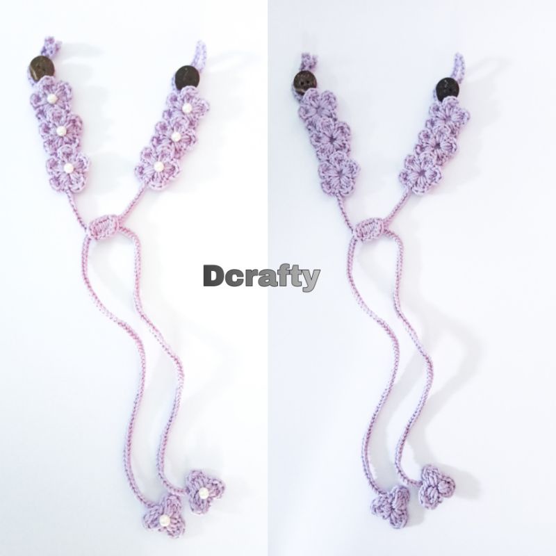 Strap masker 2 in 1/ konektor masker rajut/ motif bunga manik konektor rajut 2in1