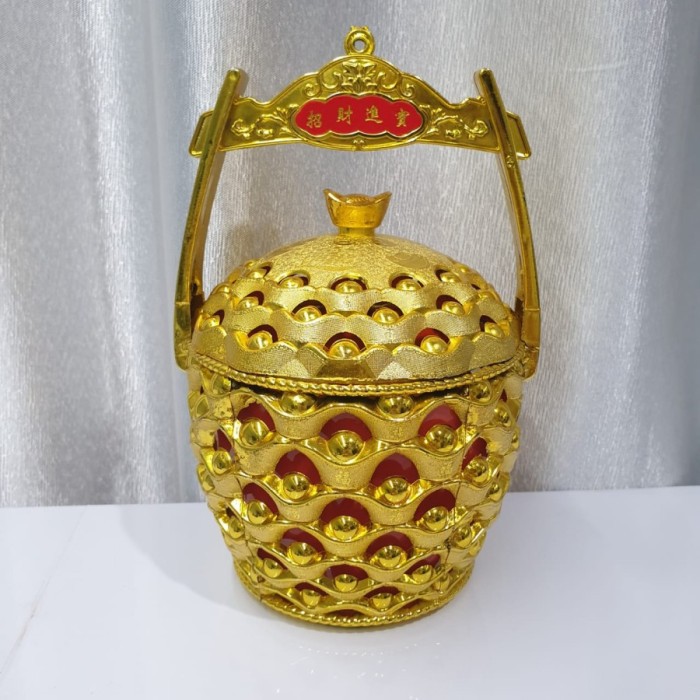 Keranjang Emas Tempat Coklat Permen Hampers Imlek Sincia