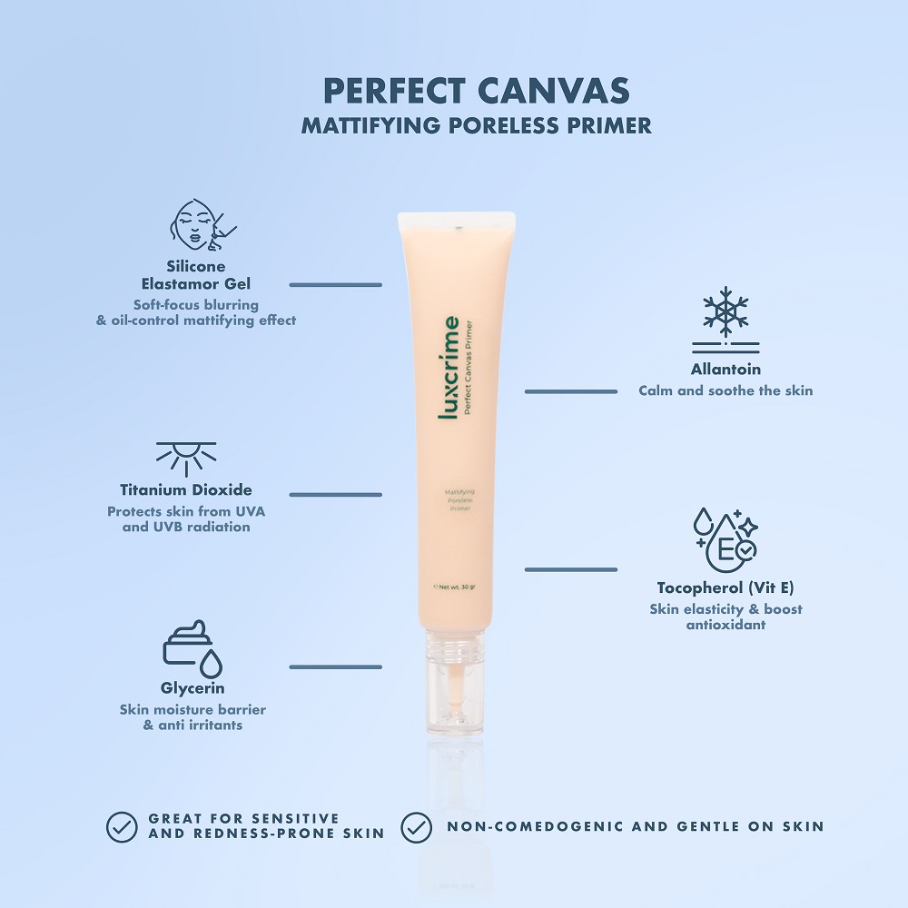 Luxcrime Perfect Canvas - Mattifying Poreless Primer Hydro Blur Finish Primer Lux Crime