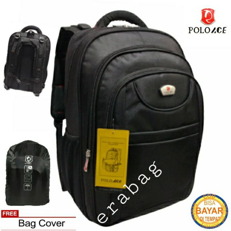 Tas Ransel POLO ACE  Backpak Laptop Jumbo 20 INCHI 9037 Hitam