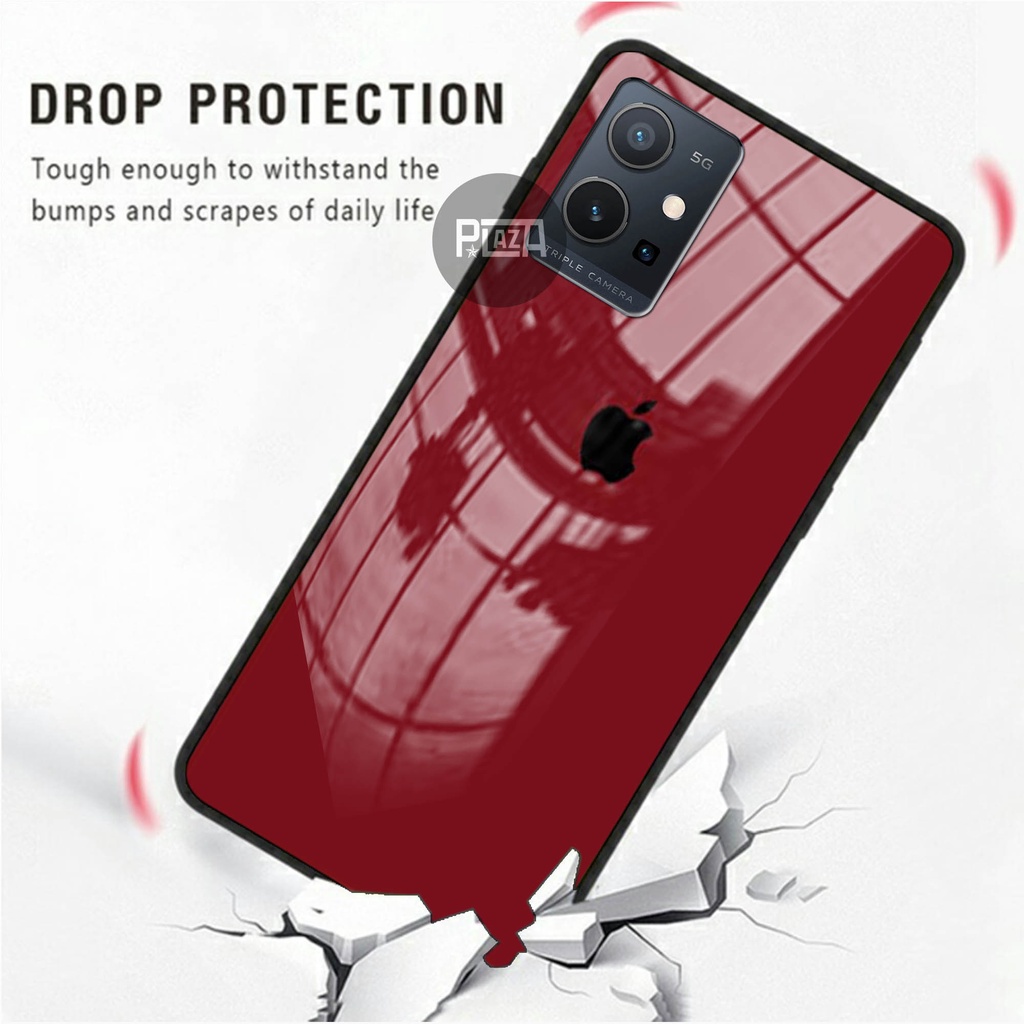 Softcase Glass Kaca LOGO IPHONE [K97] Vivo Y75 Terbaru Casing Handphone-Pelindung Handphone