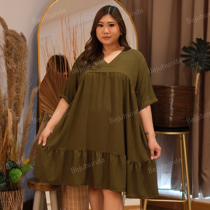 LD 130 DRESS JUMBO CRINKLE DRESS BIG SIZE BAJUBUNDA BAJU WANITA JUMBO TEMA