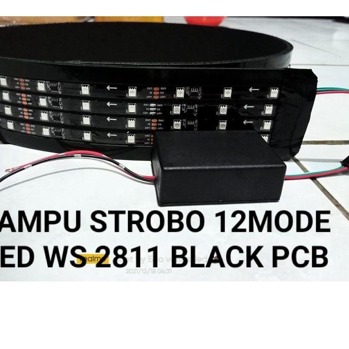 Flash Sale - lampu strobo kaca RGB 12mode LED WS 2811 BLACK PCB 12V&24V MOBIL PICK UP & TRUCK