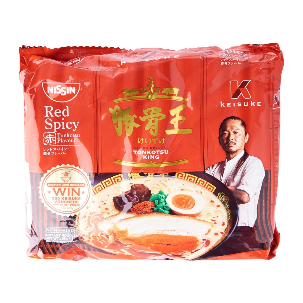 

Nissin Keisuke Red Spicy Tonkotsu Flavour Instant Ramen 5 x 95 Gram