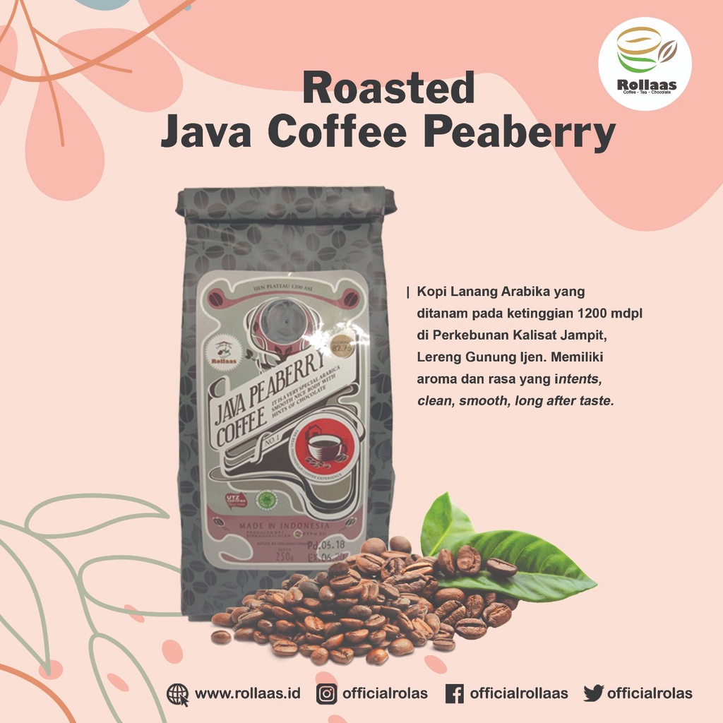 

Kopi Biji Arabika Peaberry 250 gr - Rollaas Java Coffee Arabica