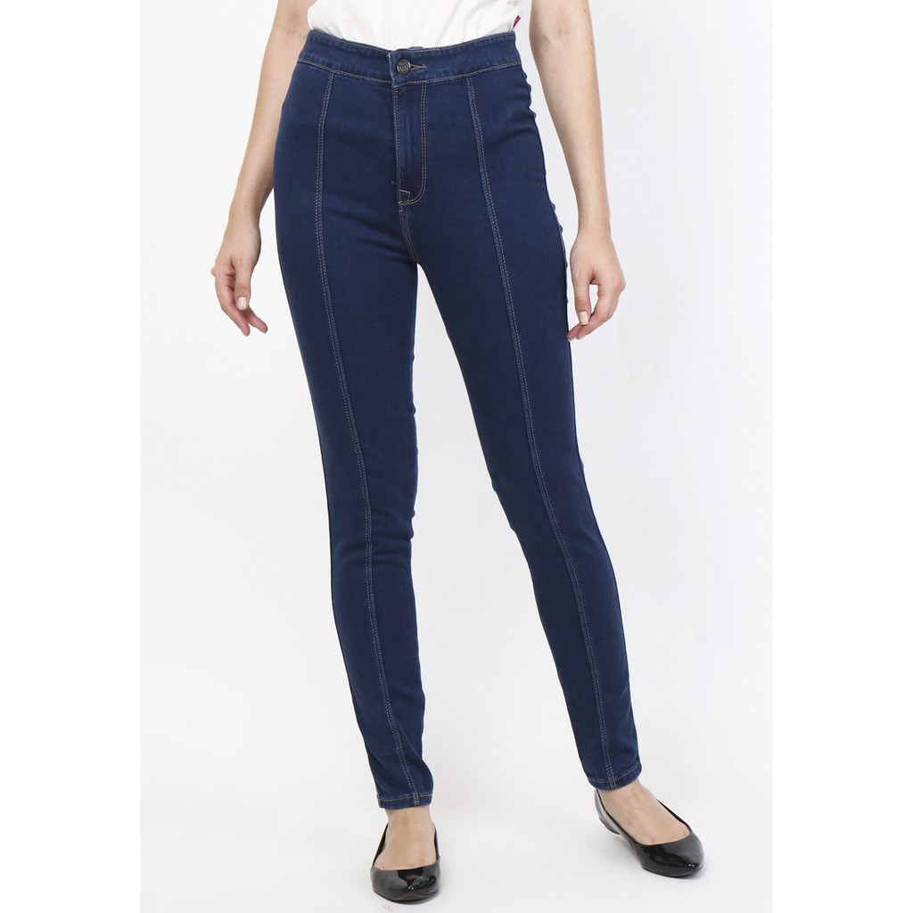 Dazina Highwaist Jeans Tulang - Celana HW Navy