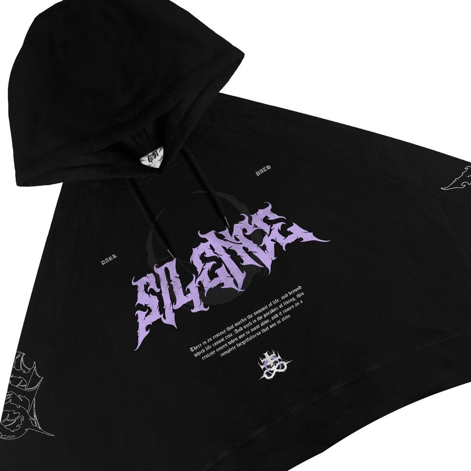 Terbaru.. GRDT Silence Hoodie Oversize Crop Top Black