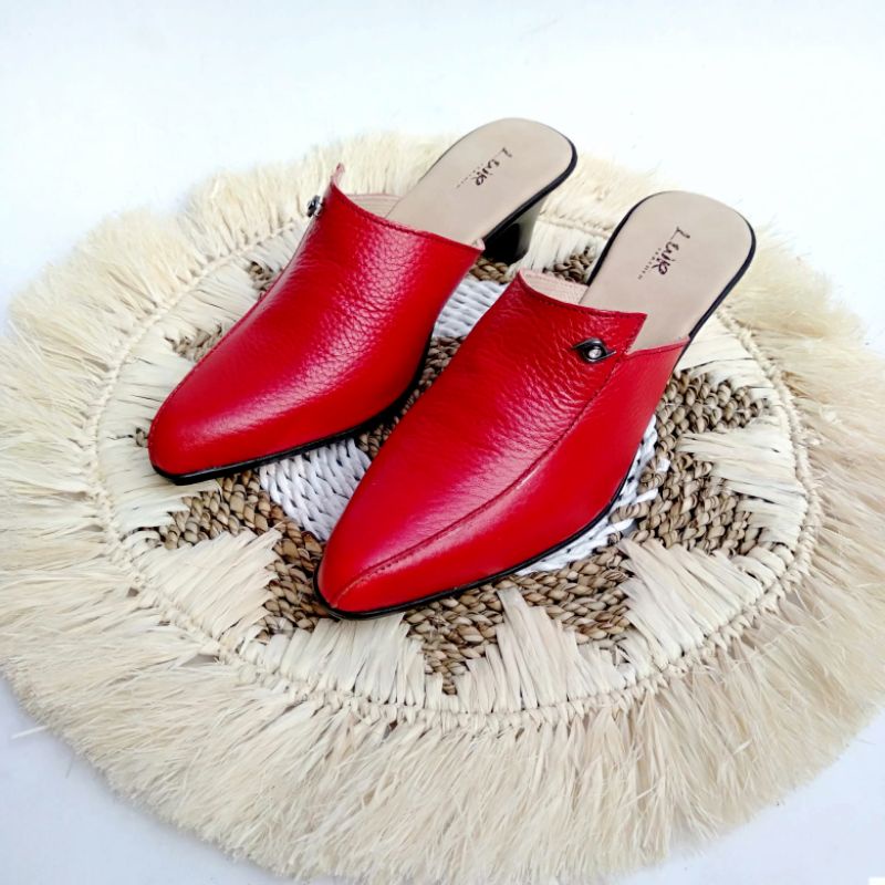 Sepatu Sandal Wanita Bustong Tutong  Wanita Kulit Asli Hak 5cm