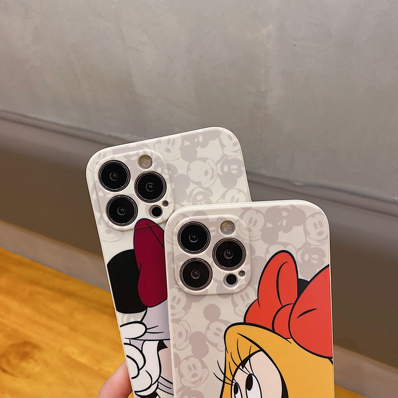 Soft Case Silikon Matte Motif Kartun mickey minnie Untuk iPhone 7 8 Plus X XR XS Max 11 12 13 Pro Max 7 + 8 +