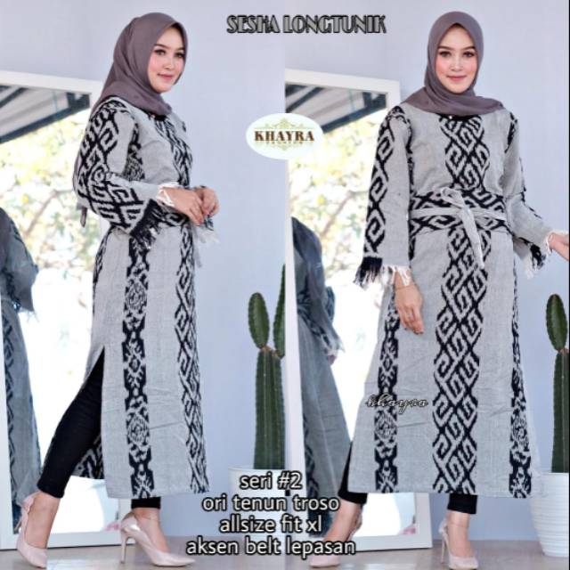 Sale Sesha Long Tunik Tenun Troso Ori Jepara Murah Berkelas Shopee Indonesia