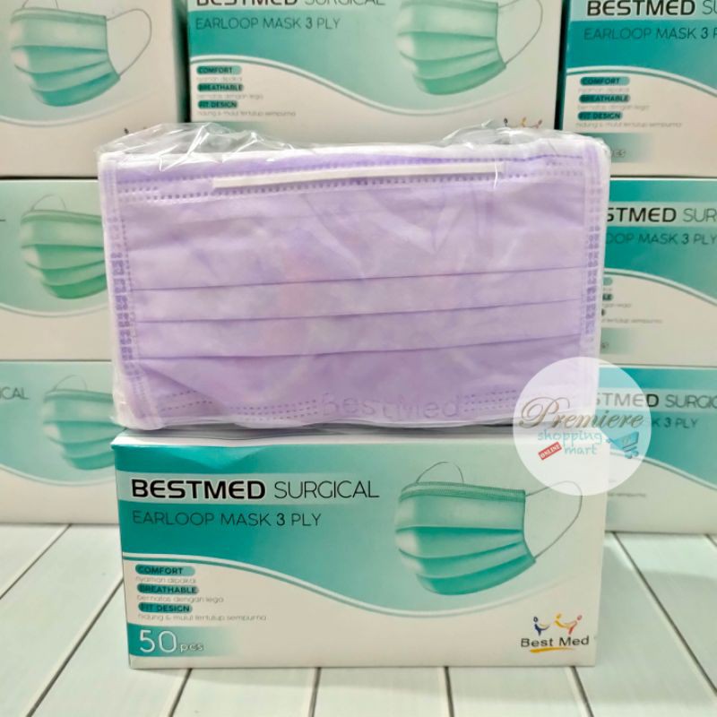 READY Masker Earloop BestMed 3 Ply - Medis Headloop Best Med Box isi 50 pcs-6