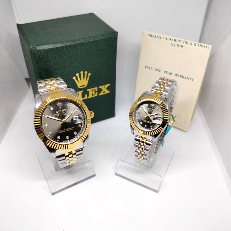 Jam Tangan Couple rolex / Pasangan Rolex Datejust Elegan Rantai Stainless