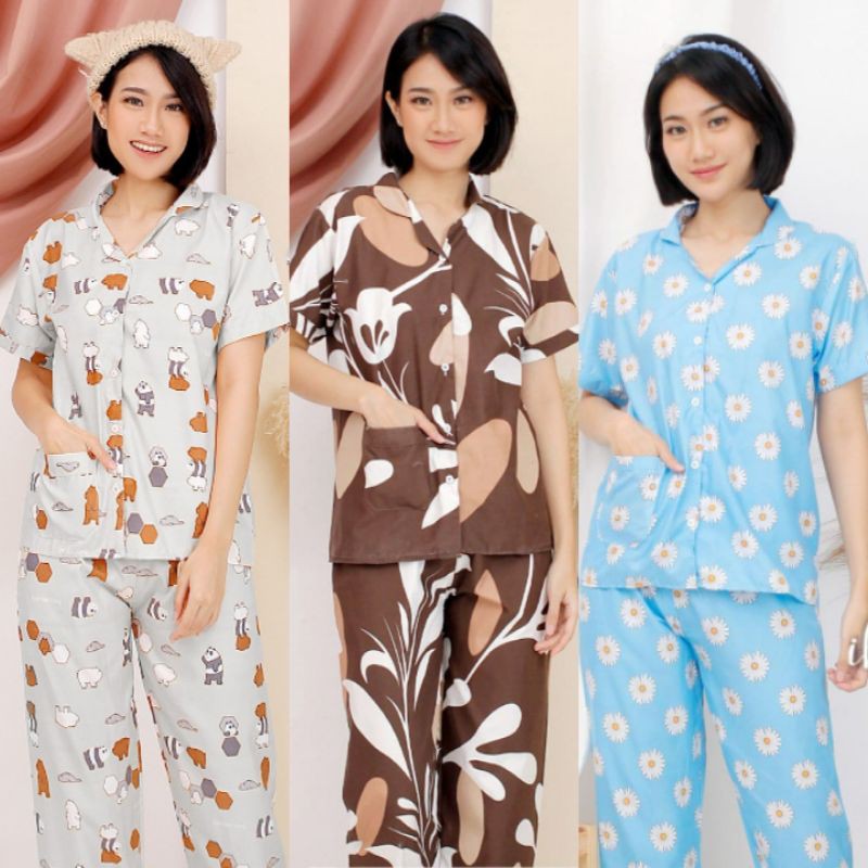  PIYAMA  KARAKTER  DEWASA BAJU TIDUR KATUN LENGAN PENDEK  