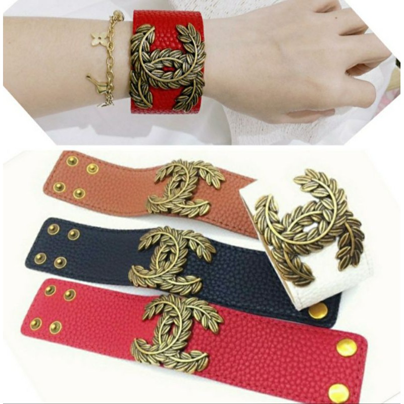 Gelang tangan kulit import /gelang branded bahan kulit 5518