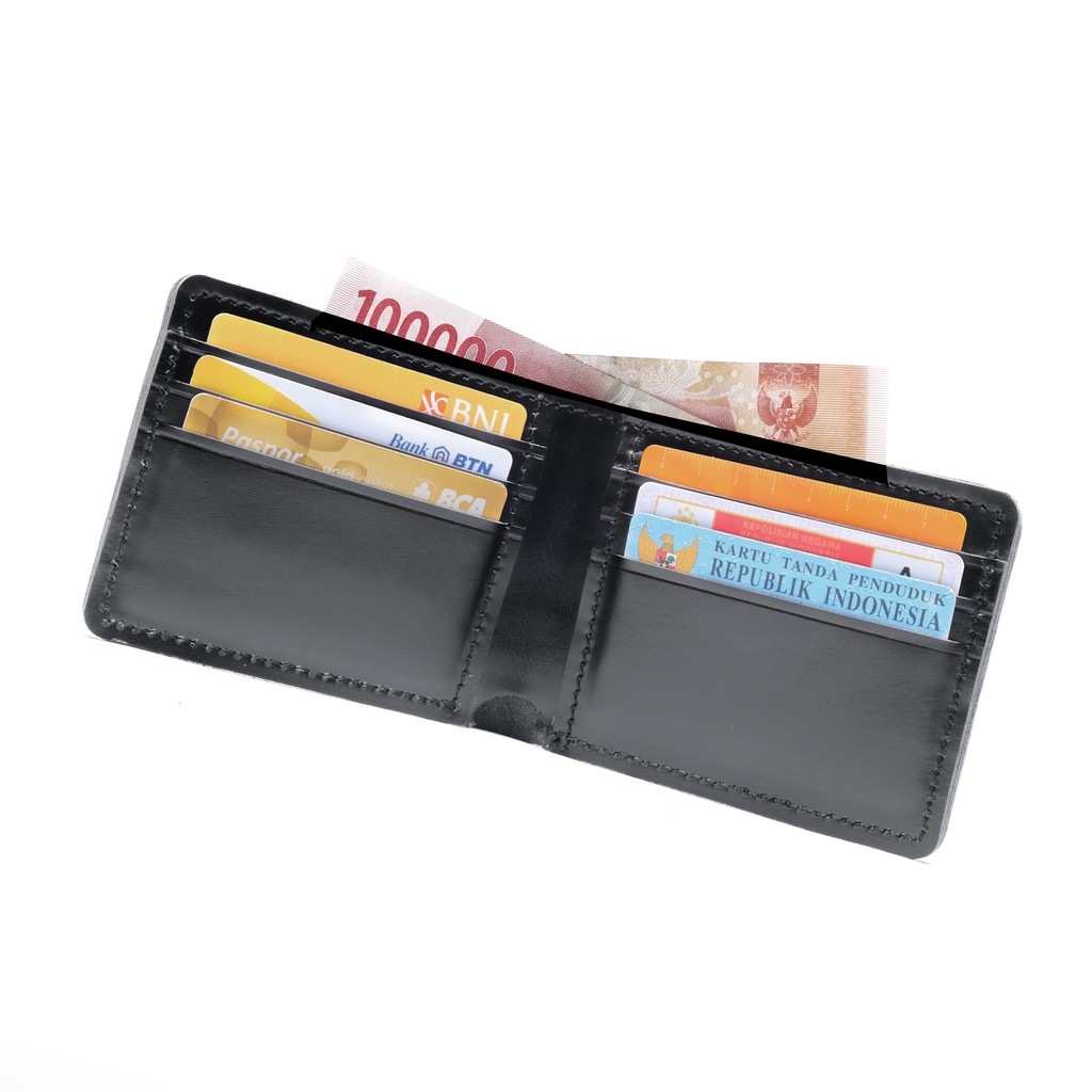 Dompet Kulit Pria Lipat Dua Warna Hitam Full Kulit