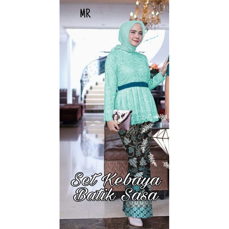 SET KEBAYA SASA / SHERINA BATIK, BRUKAT FURING, GAMIS HIJAB MUSLIM, MAXY DRESS