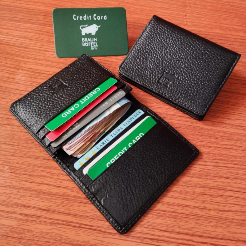 Dompet Kartu Atm Kredit Card Kulit Sapi Asli 100% Simple ukuran Mini/Kecil